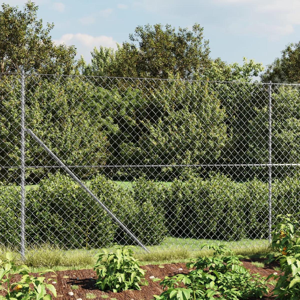 Berkfield Chain Link Fence with Spike Anchors Silver 1.8x10 m
