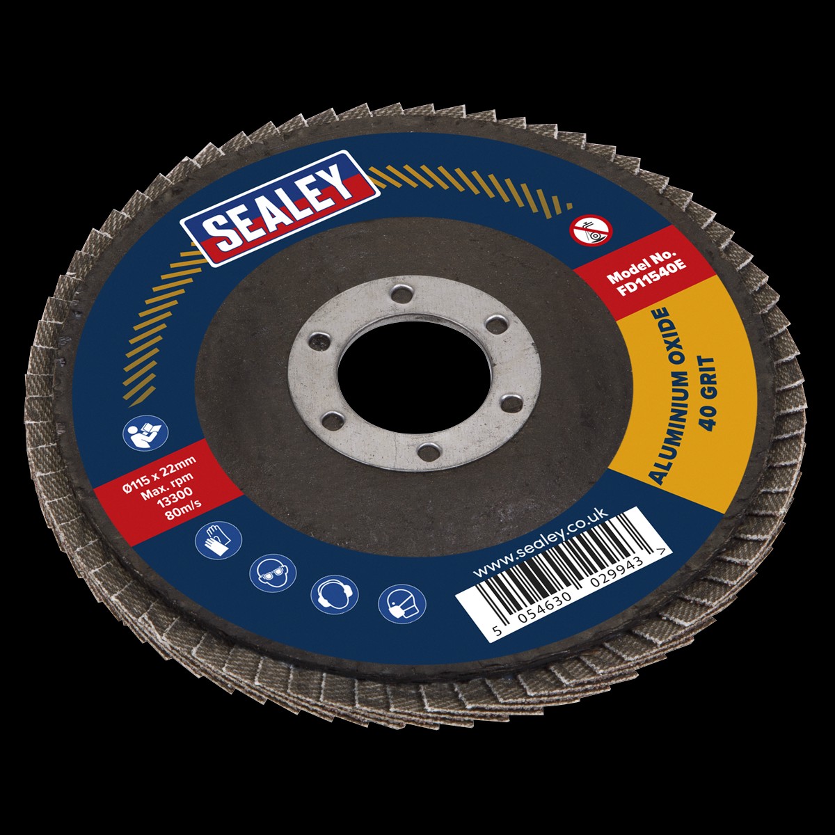 Sealey FD11540E 115mm Aluminium Oxide Flap Disc 22mm Bore 40Grit