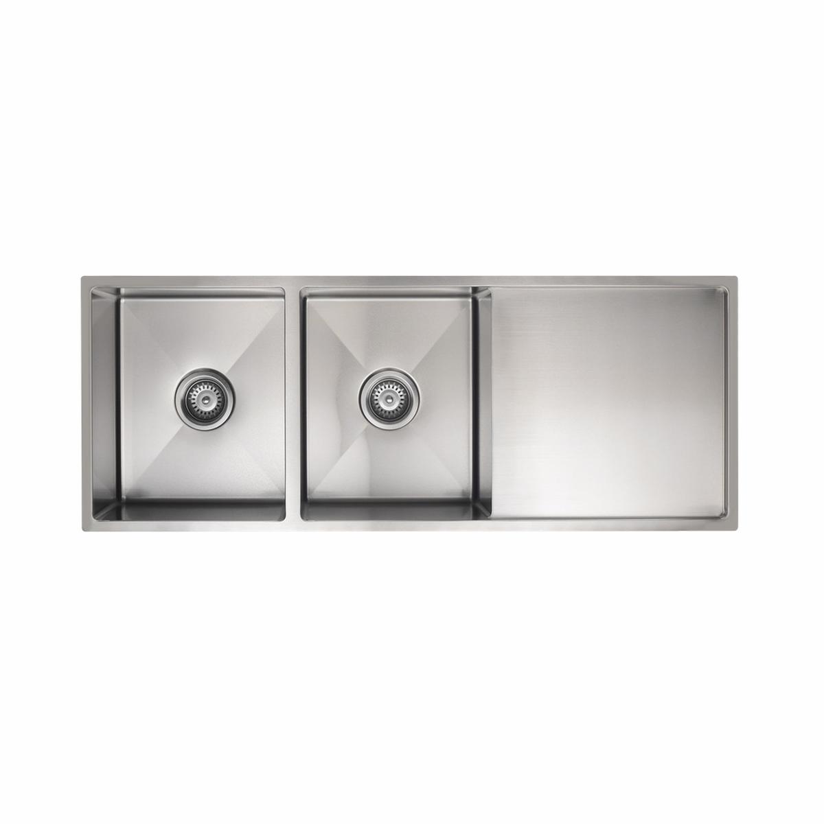 Meir Kitchen Sink Double Bowl And Drainboard 1160 X 440 Brushed Nickel