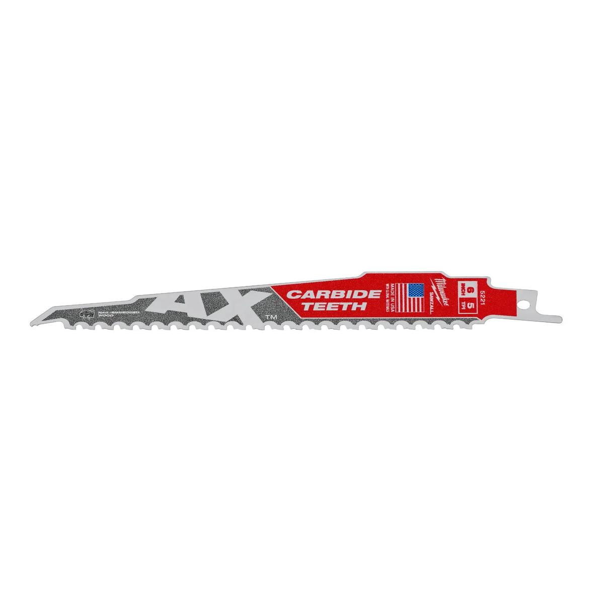 Milwaukee 48-00-5221 - The Ax with Carbide Teeth SAWZALLBlade 6 in. 5T