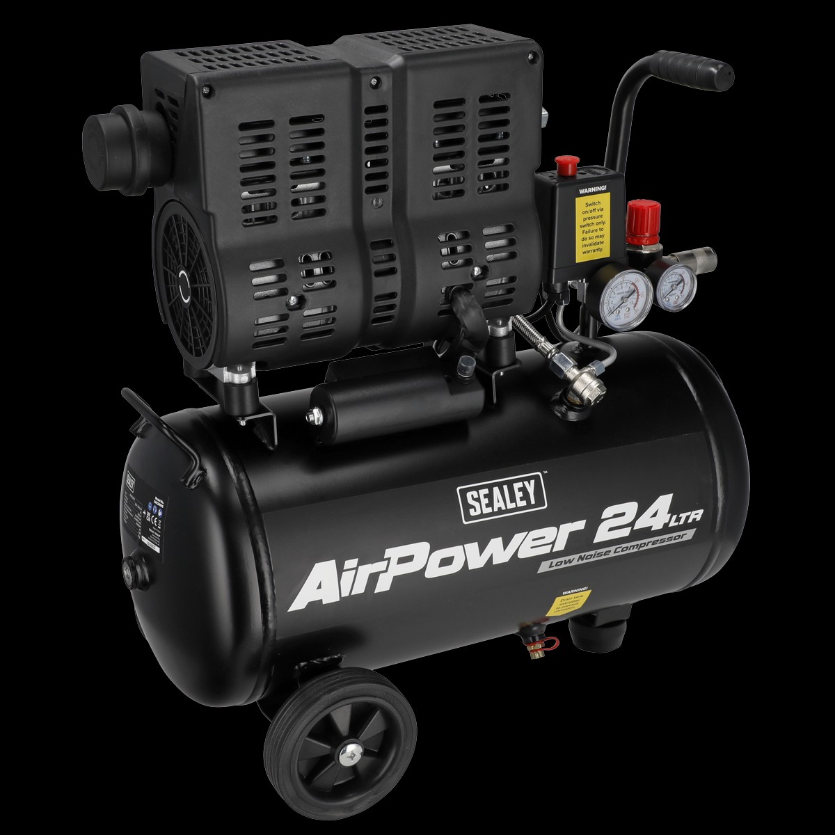 Sealey SAC2400S 24L Low Noise Oil Free Direct Drive Air Compressor 1hp