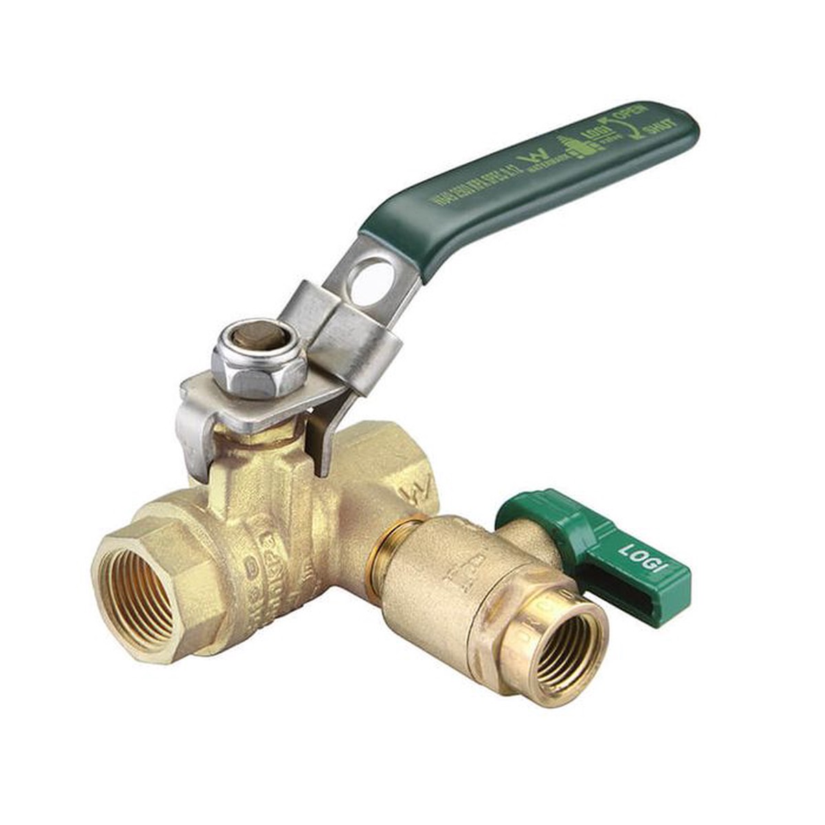 1/2" (15mm) Brass Ball Valve Lever Handle Female Female with Mini Ball Valve Watermarked