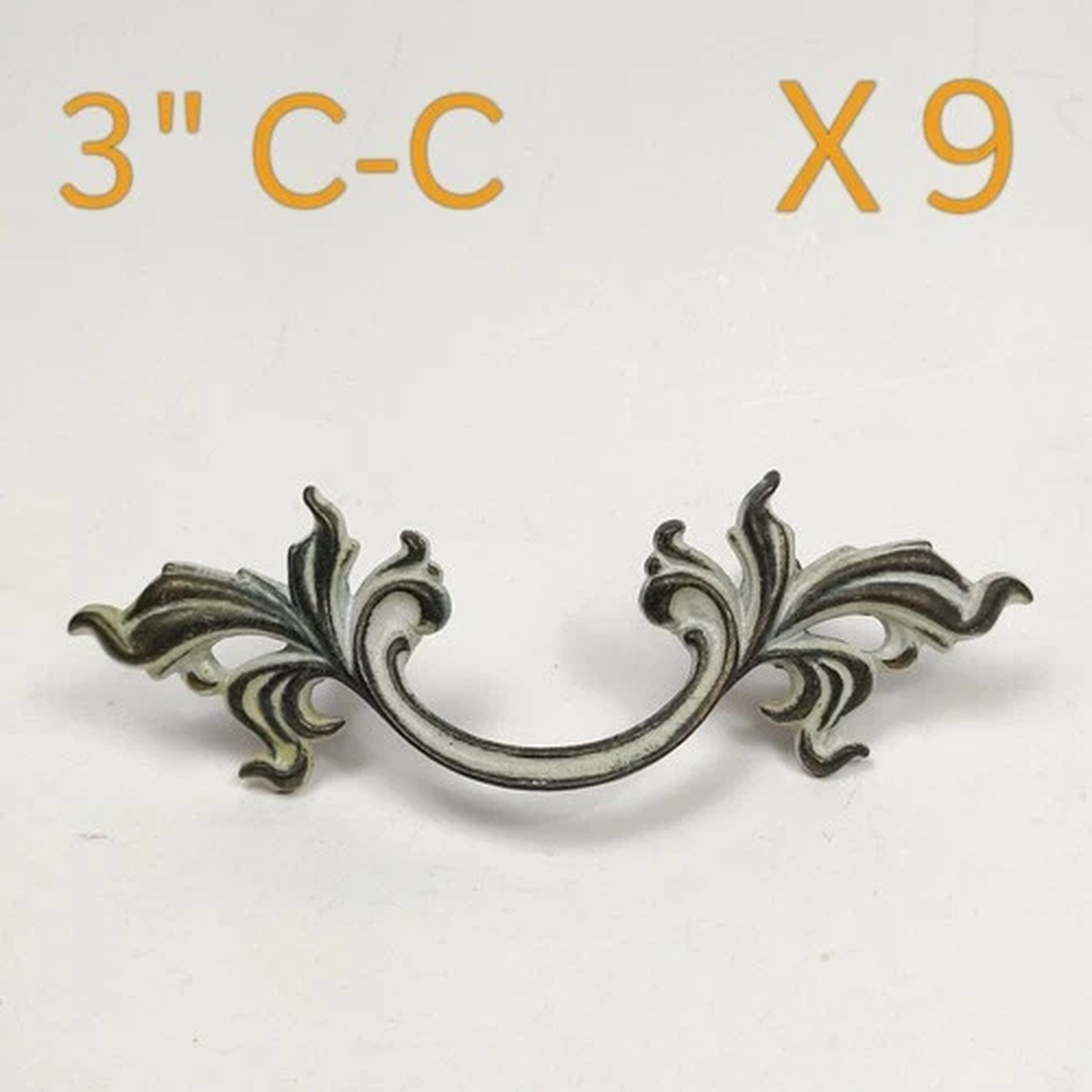 Lot Of 9 Vintage French Provincial Brass Drawer Pulls Handles P1751 3" C-C