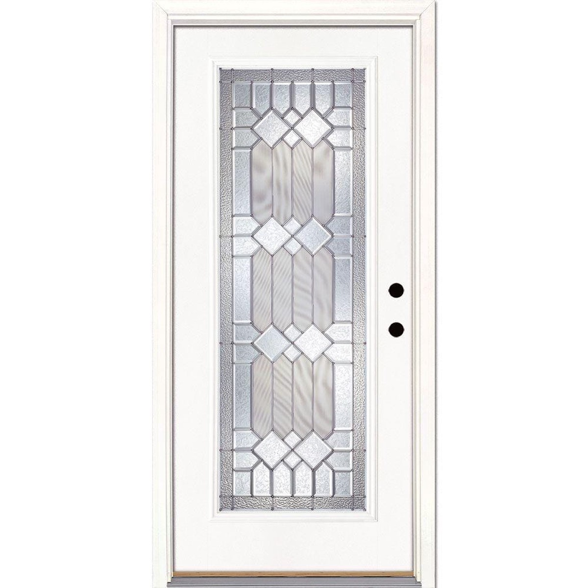 37.5 in. x 81.625 in. Mission Pointe Zinc Full Lite Unfinished Smooth Left-Hand Inswing Fiberglass Prehung Front Door