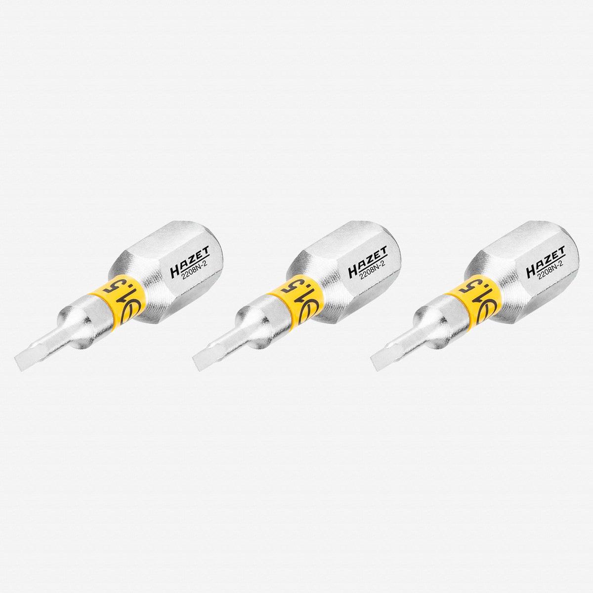 Hazet 2208N-2/3 0.4 x 1.5 x 25 mm Slotted Torsion Bit, 1/4" Drive, 3 Pieces