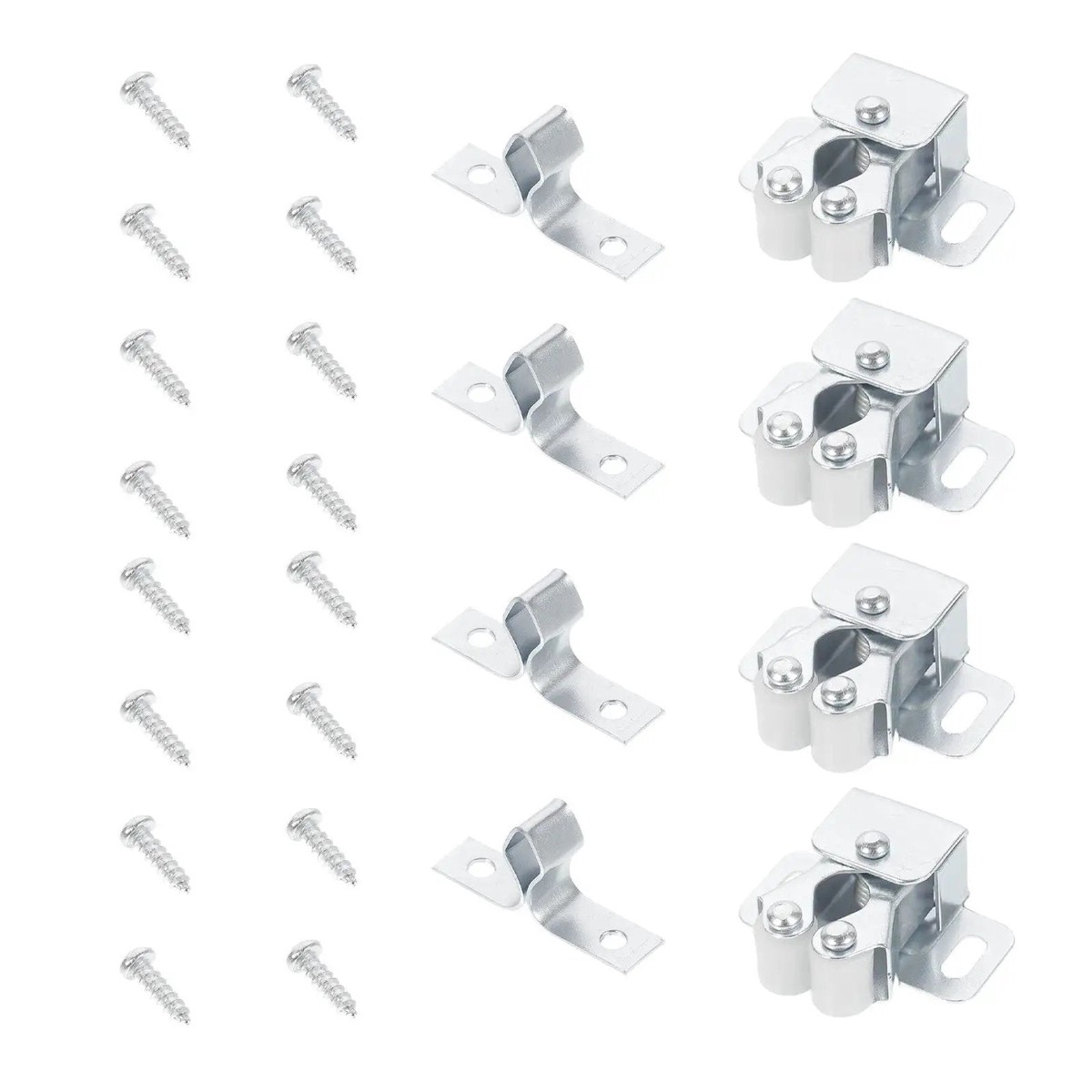 20 Pack Silver Double Roller Cabinet Door Bead Roller Catch for Cupboard Doors With Cold Rolled Steel and Smooth Silent Operation No Fuss Install Durable Hardware