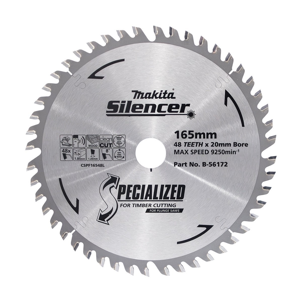 MAKITA Plunge Saw Tct Saw Blade 165Mmx20X48T/2Mm Thin Kerf B-56172