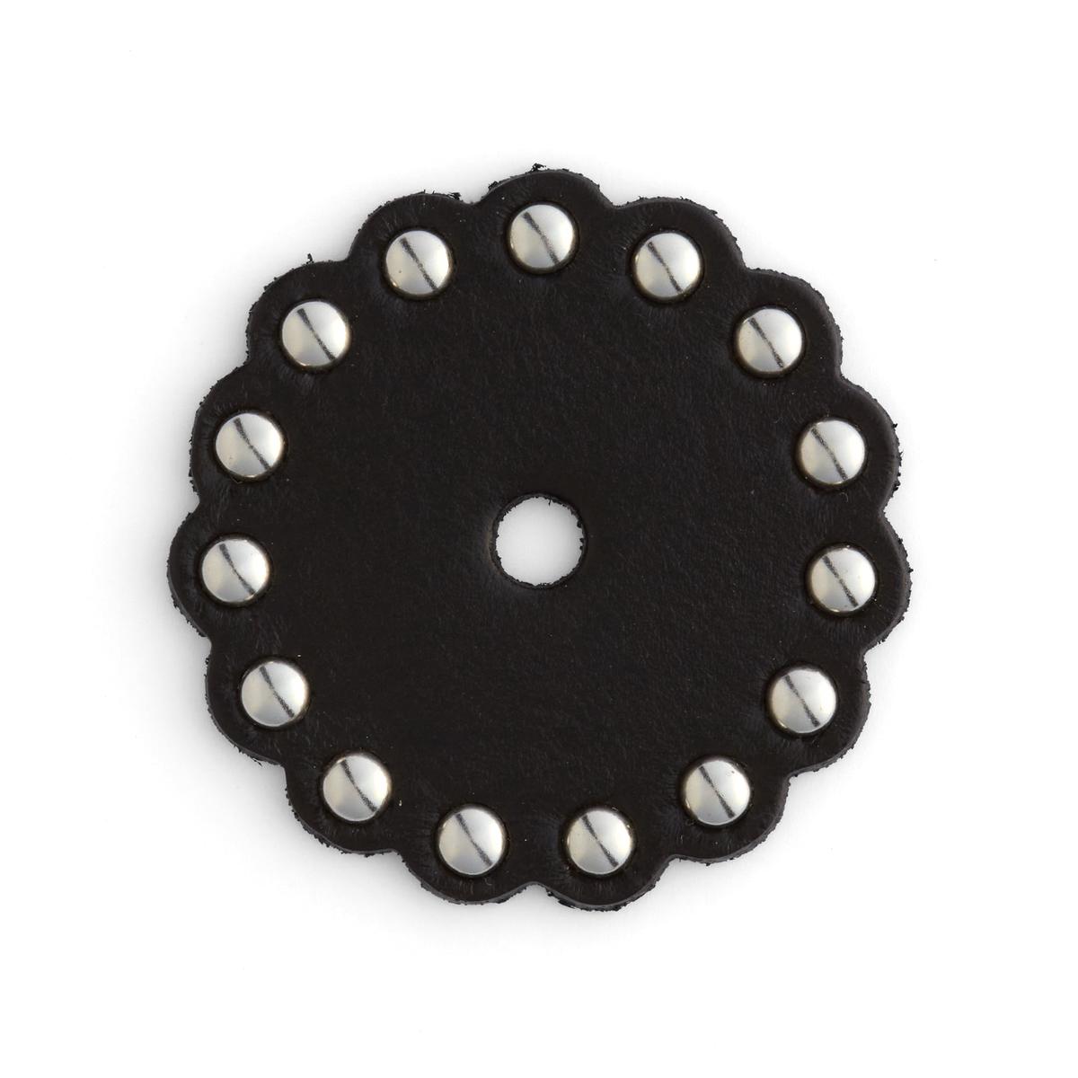 Scalloped Black Leather Conchos - 2" (51 mm)