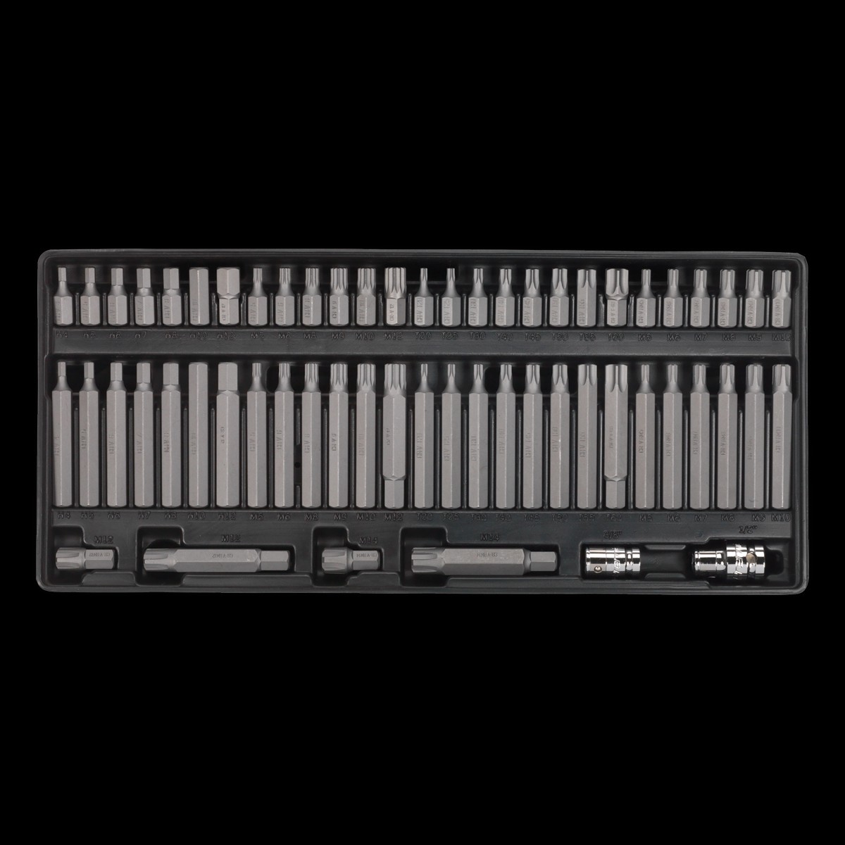 Sealey TBT11 60pc Security TRX-Star*/Hex/Ribe/Spline Bit Set with Tool Tray