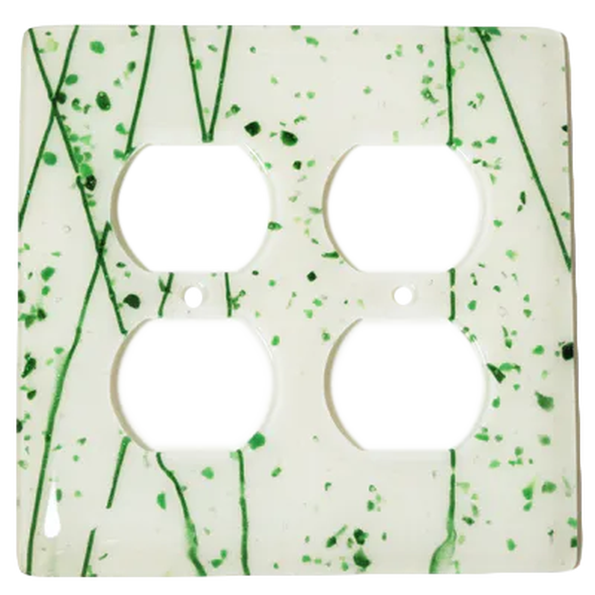 Green MG White 2 Gang Switchplate