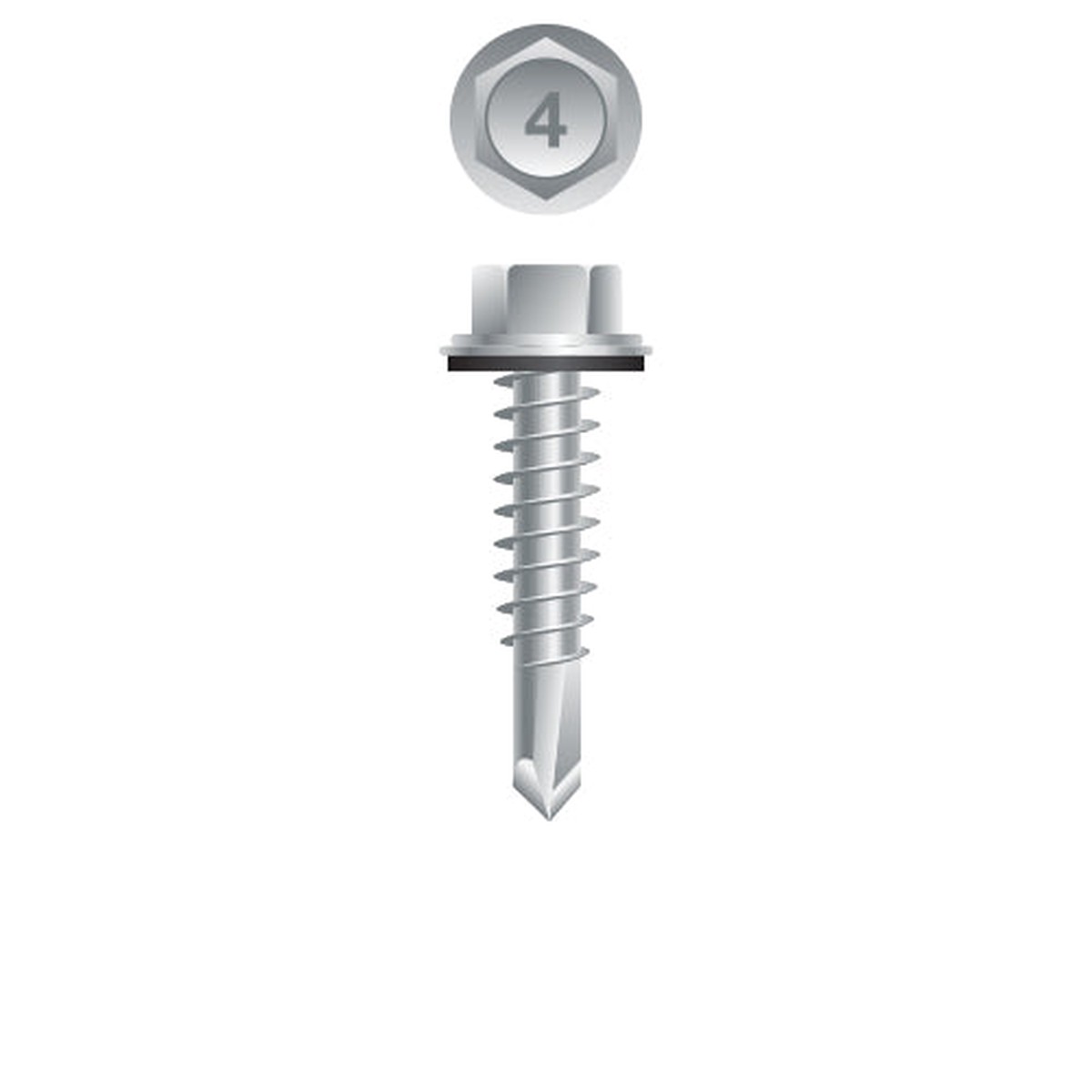 #10 Strong-Point Hex Washer Head w/Washer 10-16 x 2, 410 Stainless Steel