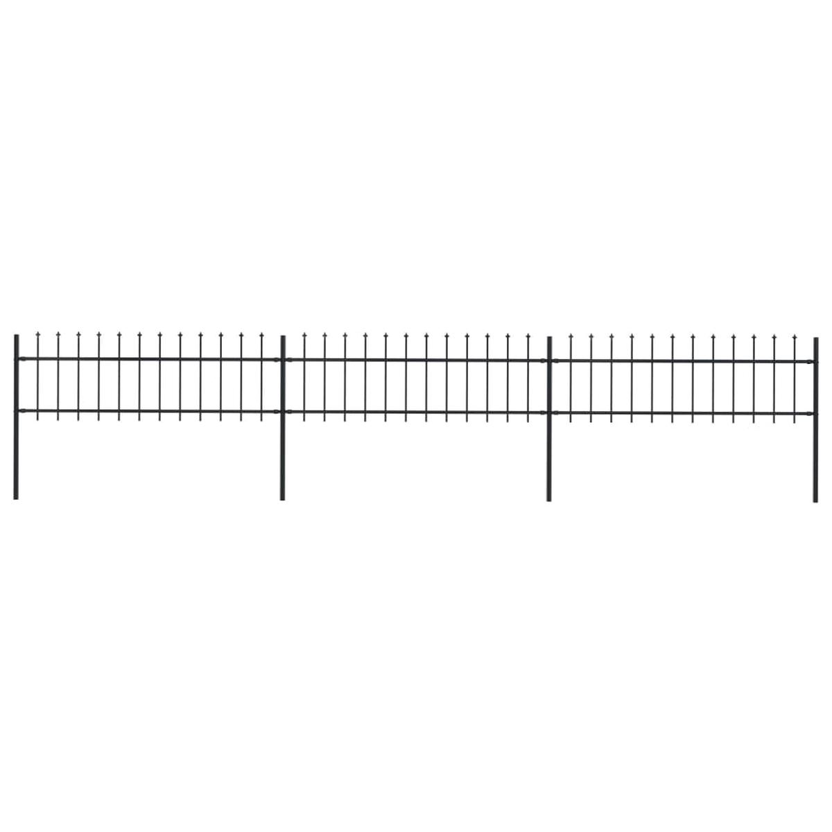 Berkfield Garden Fence with Spear Top Steel 5.1x0.6 m Black