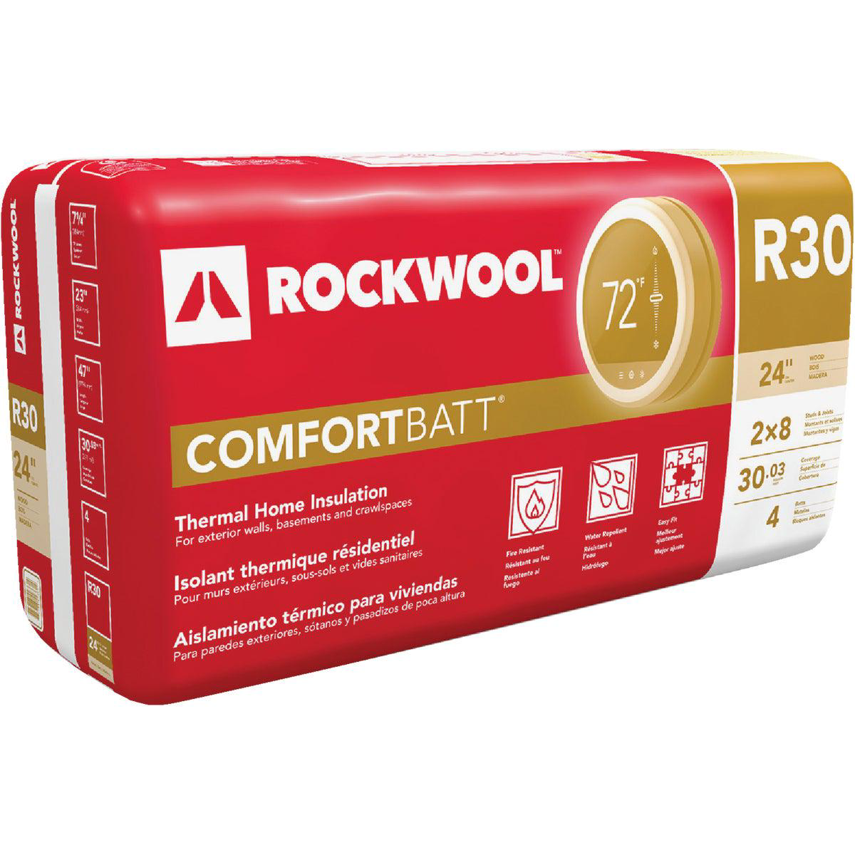 Rockwool Comfortbatt R-30 24 In x 47 In Stone Wool Insulation (4-Pack)