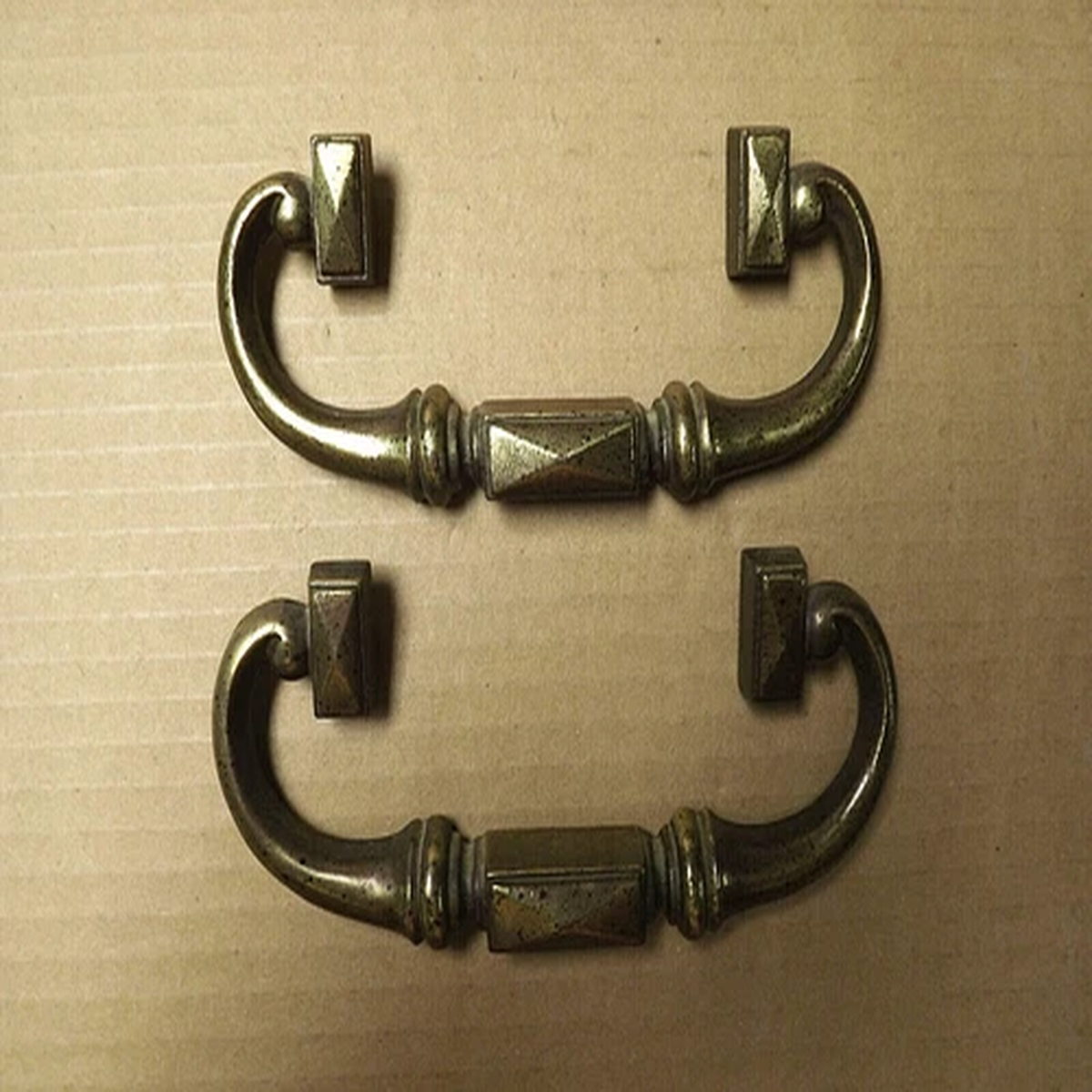 (2) VINTAGE BRASS FINISH DRAWER PULLS / HANDLES -- DOOR HANDLES -- W/ SCREWS