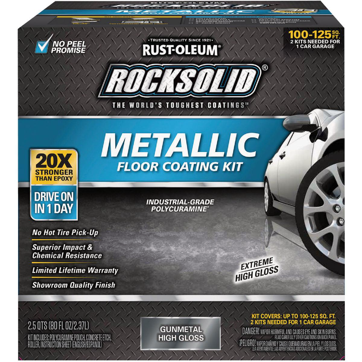 Rust-Oleum RockSolid Metallic Floor Coating Kit Gunmetal 70 Oz