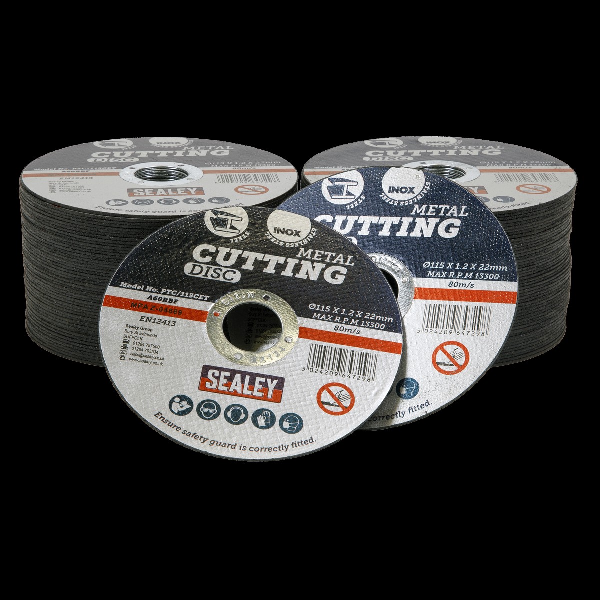 Sealey PTC/115CET100 115 x 1.2mm Cutting Disc 22mm Bore Pack of 100