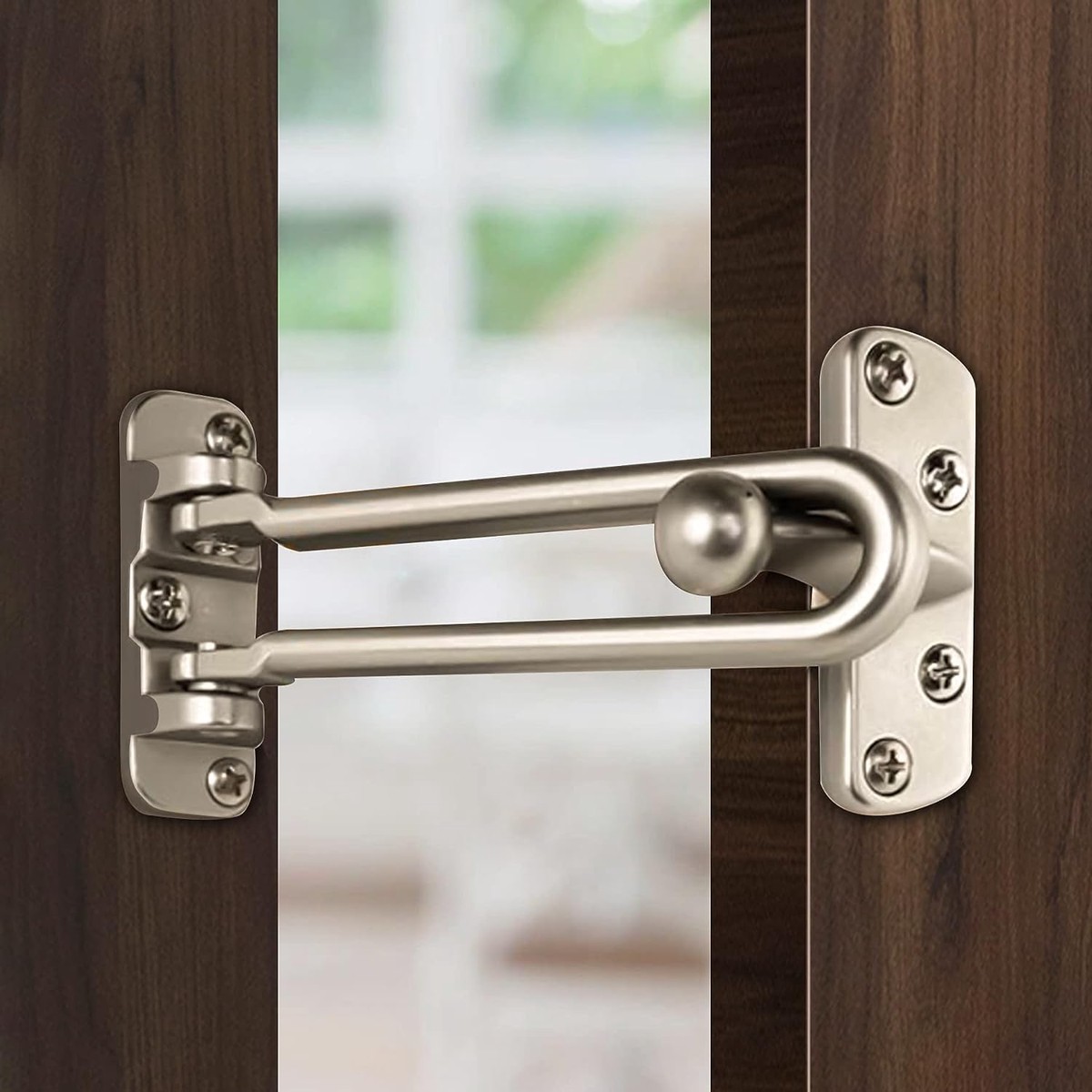 Plantex Swing Bar Lock for Hinged Swing-in Doors, Safety Door Guard for All Door, Door Latch Pack of 4 (Matt Finish)