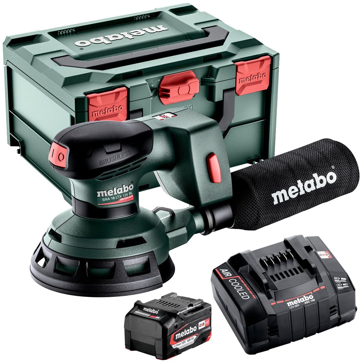 Metabo SXA 18 LTX 125 BL 18V Brushless 125mm Random Orbital Sander with 1 x 4.0Ah Battery Charger & Metabox