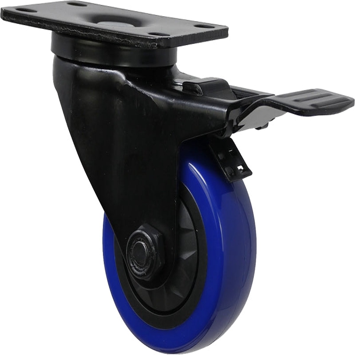 Shepherd Hardware 3661 Swivel Caster with Brake 3 in Dia Wheel TPU Wheel BlackBlue 225 lb