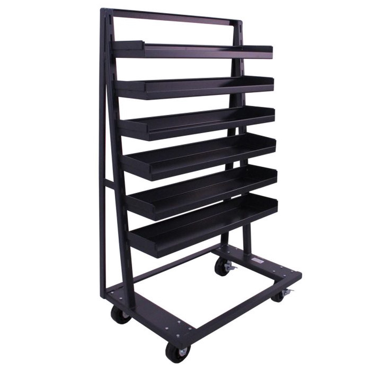 Valley Craft Single-Sided Heavy Duty A-Frame Cart, 38"L x 25"W x 63"H, (6) Trays with Lip, 2500 lb. Capacity