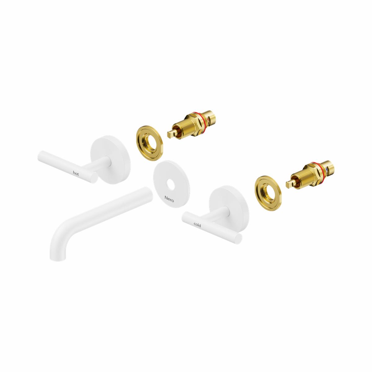 Nero Mecca Lever Wall Basin/Bath Set 160mm Spout (Trim Kit Only) Matte White