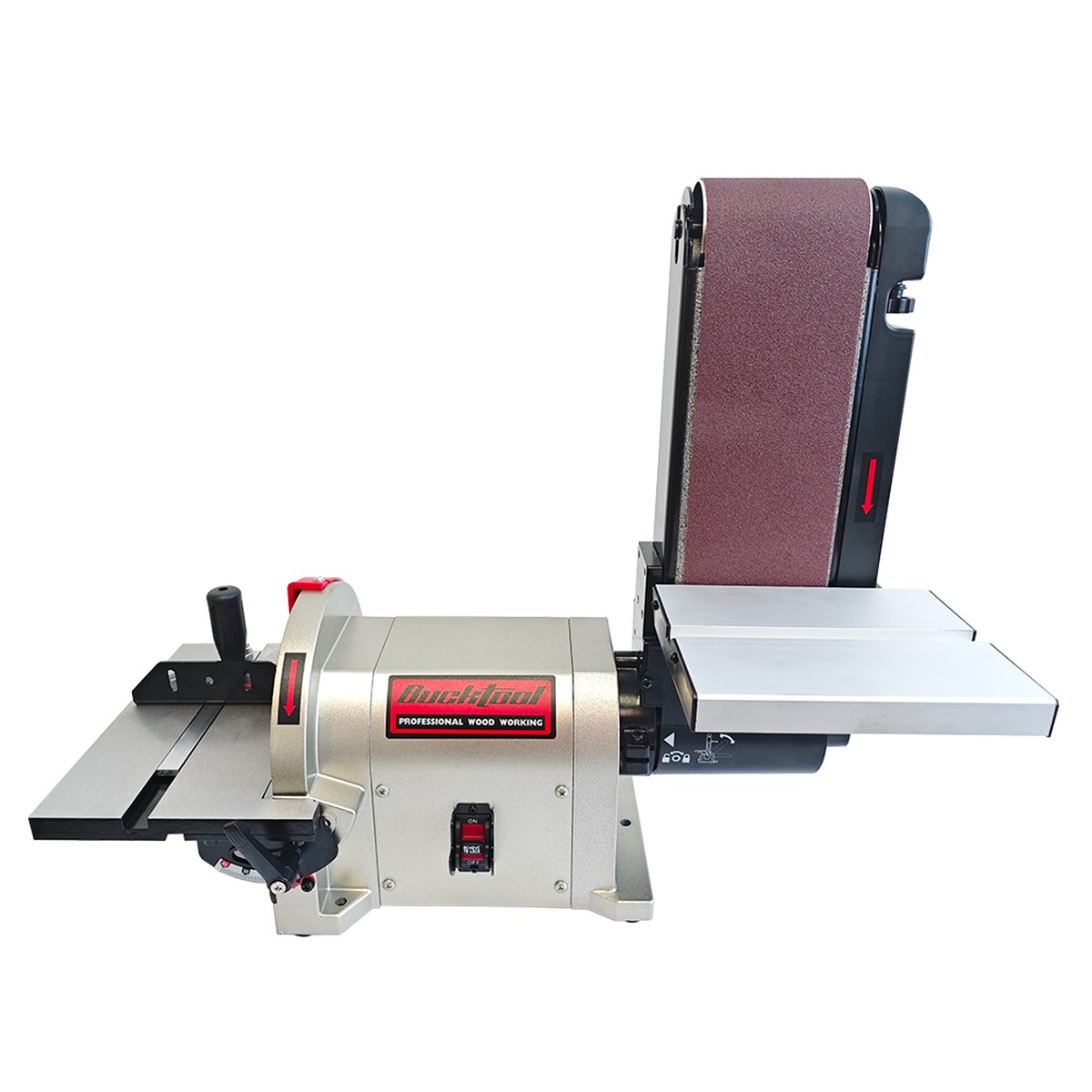 BUCKTOOL Bench Belt Sander 4 x 36 in Belt 8 in Disc 50A 34HP Direct-Drive Motor