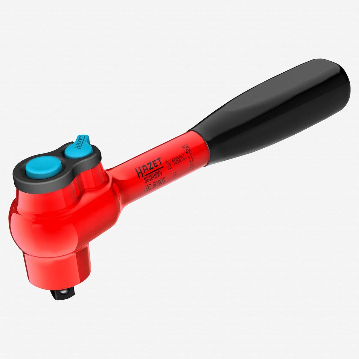 Hazet 8816HPKV HiPer Insulated VDE Fine-Tooth Ratchet, 3/8" Drive