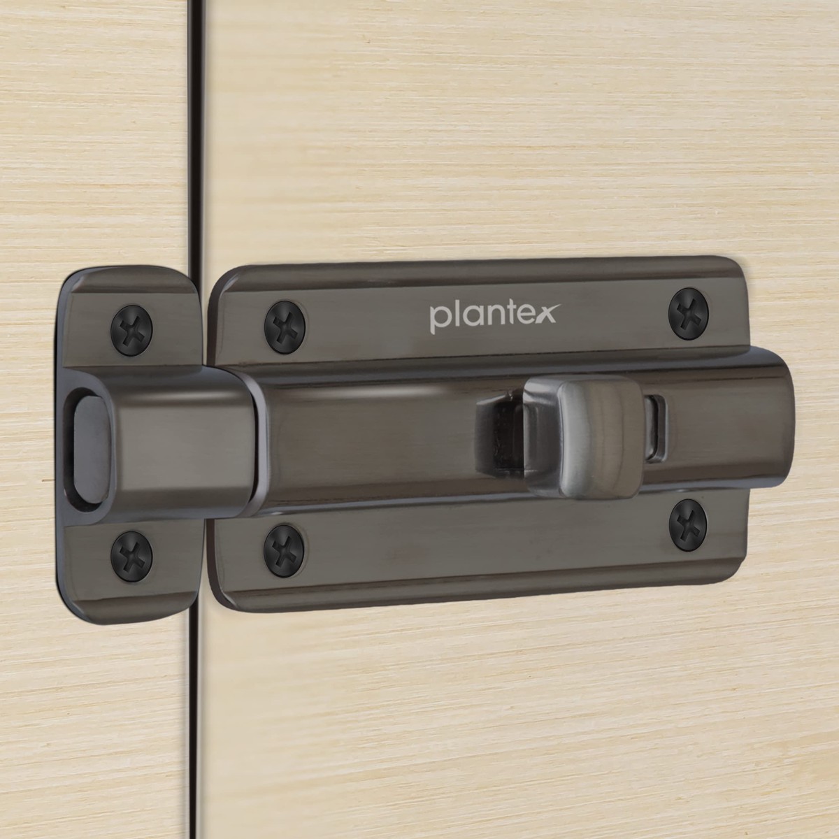 Plantex Premium Heavy Duty Door Stopper/Door Lock Latch for Home and Office Doors - Pack of 3 (Satin Black-Matt)