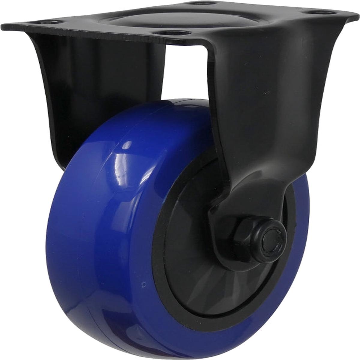 Shepherd Hardware 3662 Rigid Caster 4 in Dia Wheel TPU Wheel BlackBlue 300 lb Polypropylene Housing Material