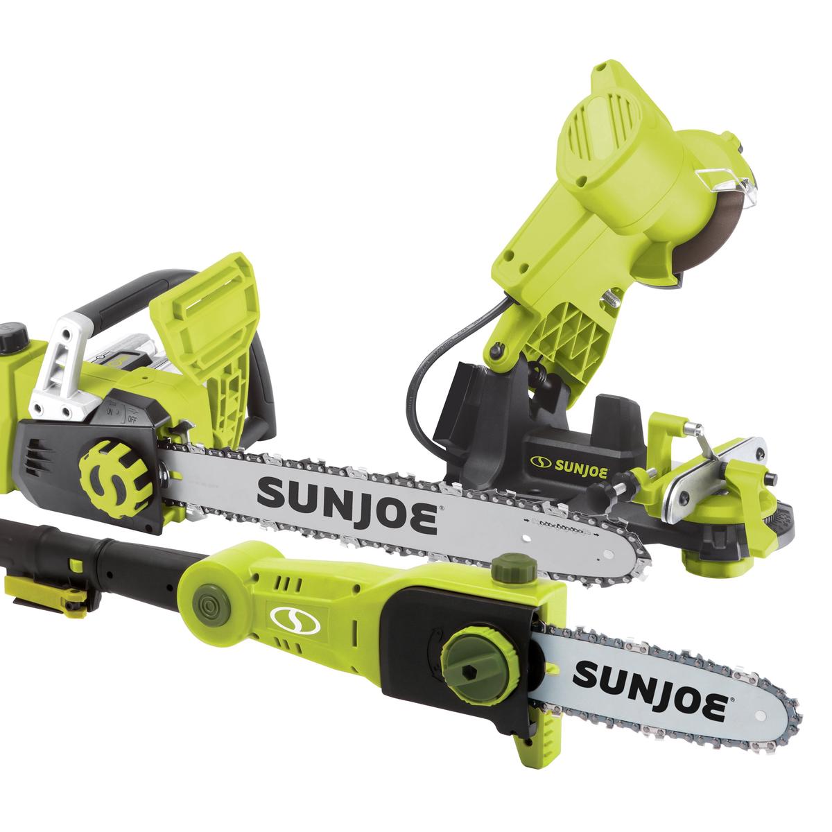 Sun Joe 24V-SAW-BDL 24-Volt iON+ Chainsaw Bundle | W/ Chainsaw Kit, Pole Saw Kit, and Chainsaw Sharpener