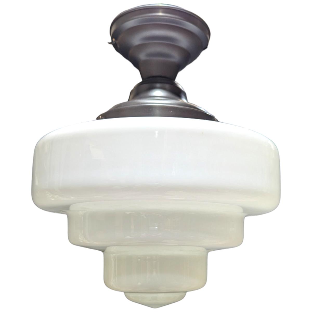 15 1/2 Inch Manhattan Skyscraper Nouveau Style Semi-Flush Mount Light (Black Bronze Finish)