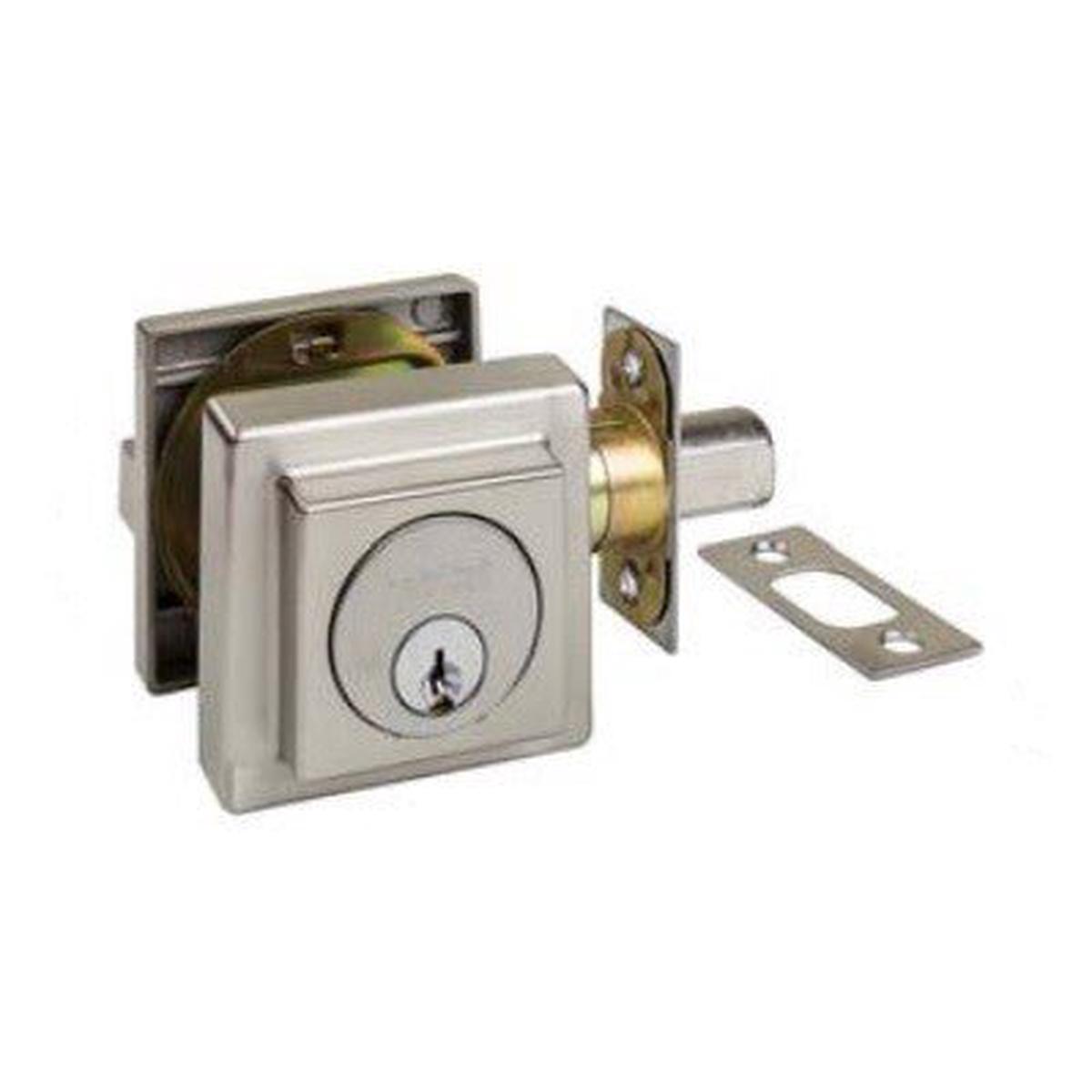 Square Slimline Deadbolt by Zanda - Brushed Nickel