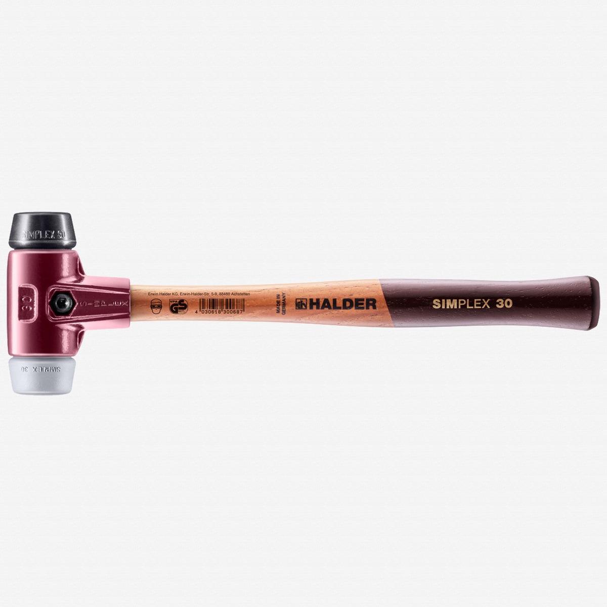 Halder Simplex Mallet with Black Rubber/Grey Inserts and Cast Iron Housing, 1.18" / 11.99 oz.