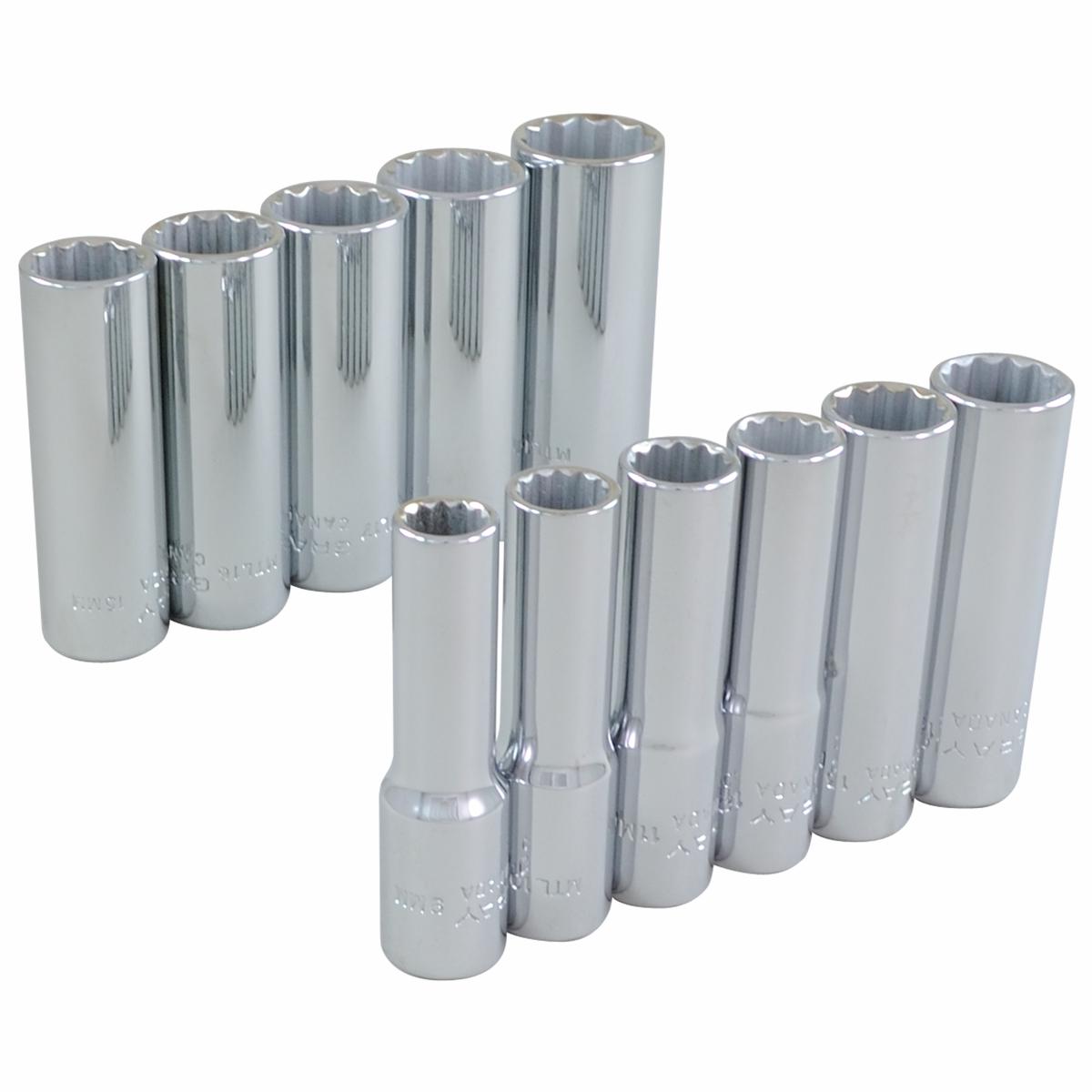 3/8" Dr. 11 Piece 12 Point Deep Metric Socket Set