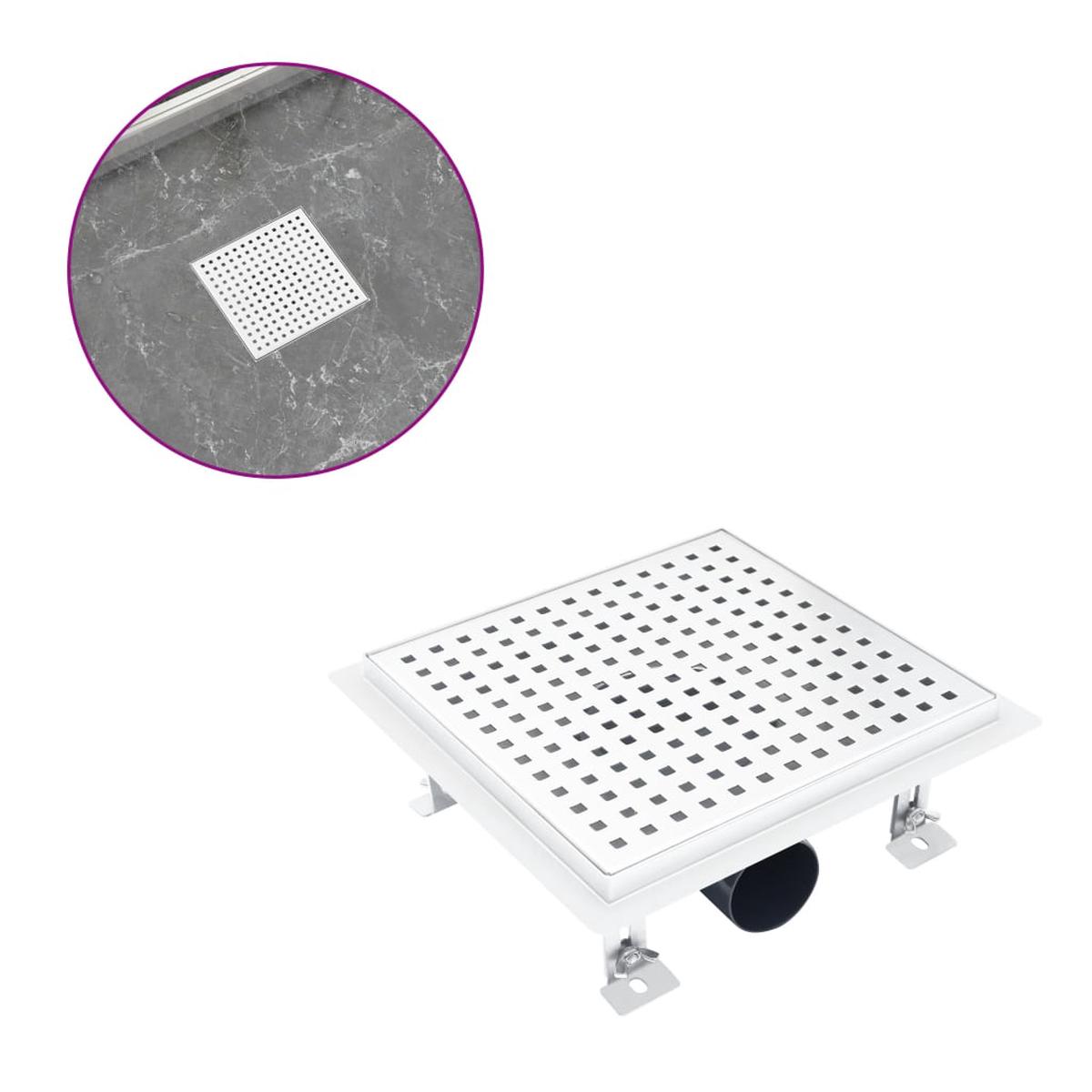 Berkfield Shower Drain 23x23 cm Stainless Steel