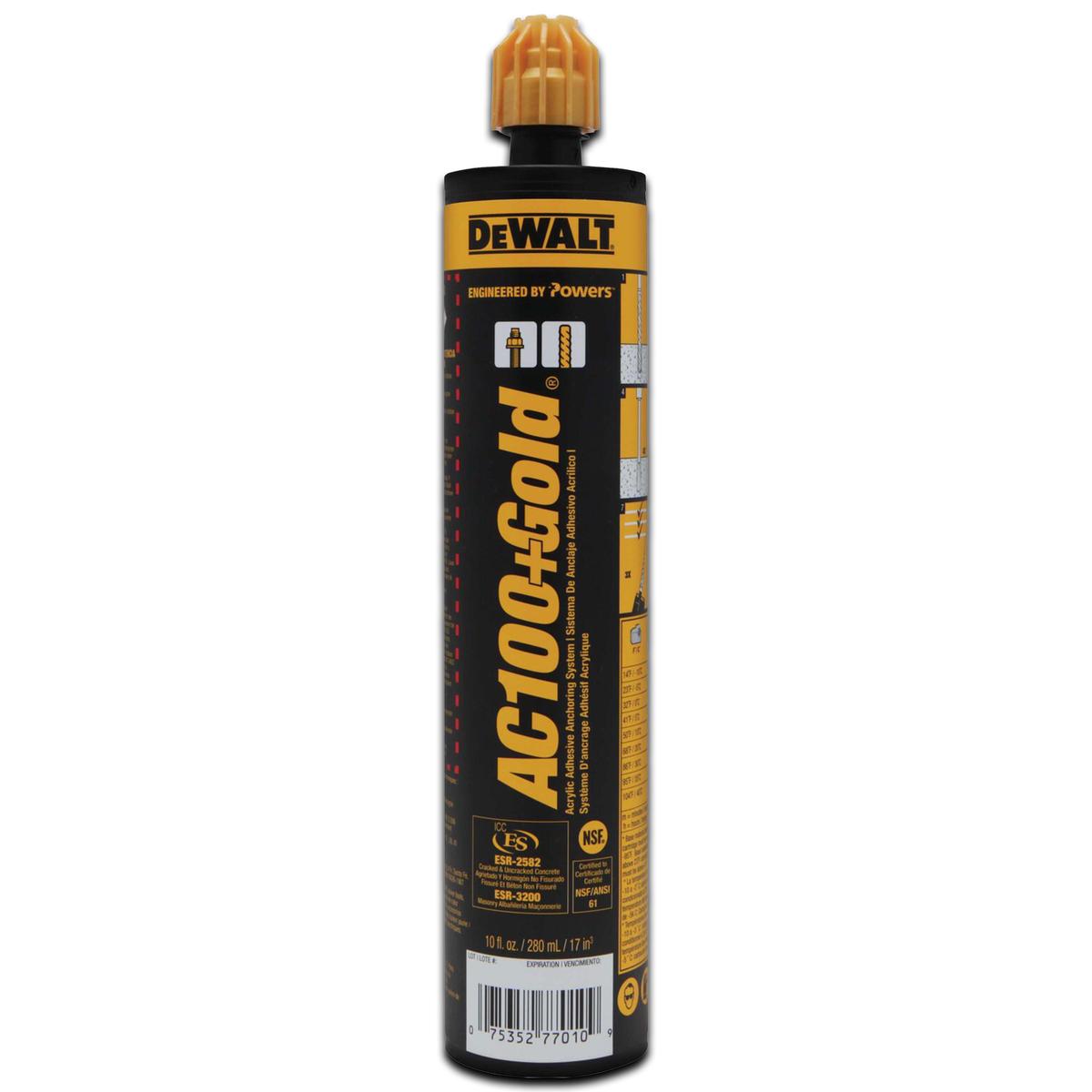 DEWALT 8478SD-PWR-AC100+ Gold 9.5 Oz (280Ml) Quik-Shot Concrete Anchor Adhesive