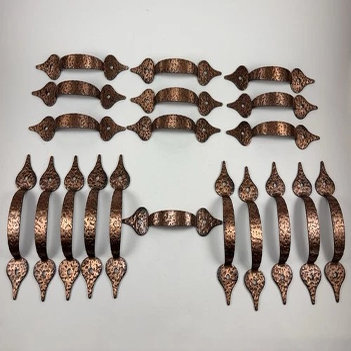 Vintage Allison Japan No. 95 Hammered Antique Copper Door Pulls Set of 20 NOS