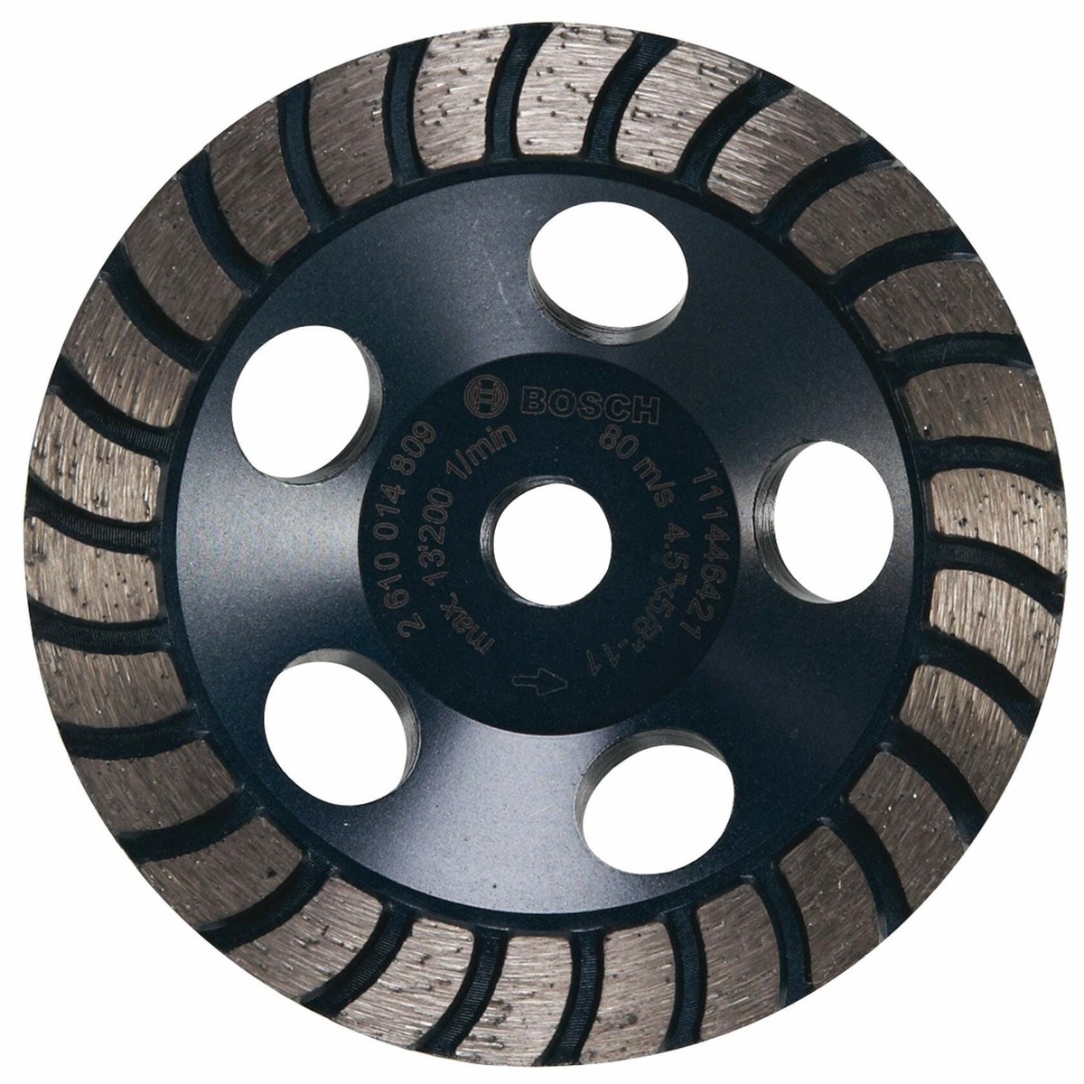 Bosch 4-1/2" Turbo Row Diamond Cup Wheel for Concrete Masonry Grinding 5/8"-11 Arbor Smooth Finish Dust Control DC4530HD