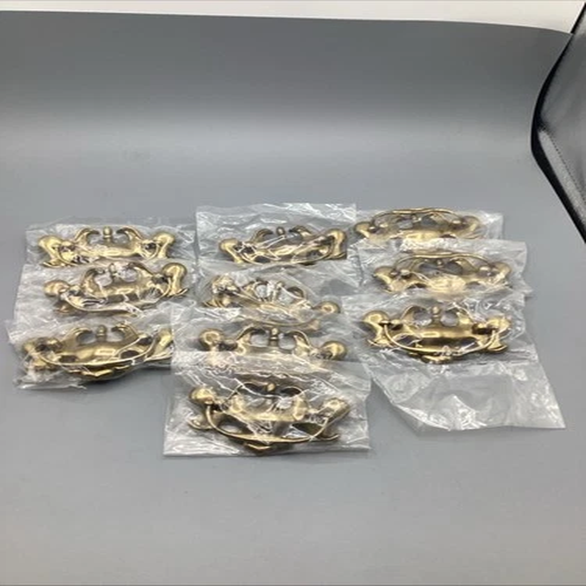 (10) VINTAGE NOS BRASS DRAWER PULL HANDEL LOT-Taiwan- Factory Sealed!!!