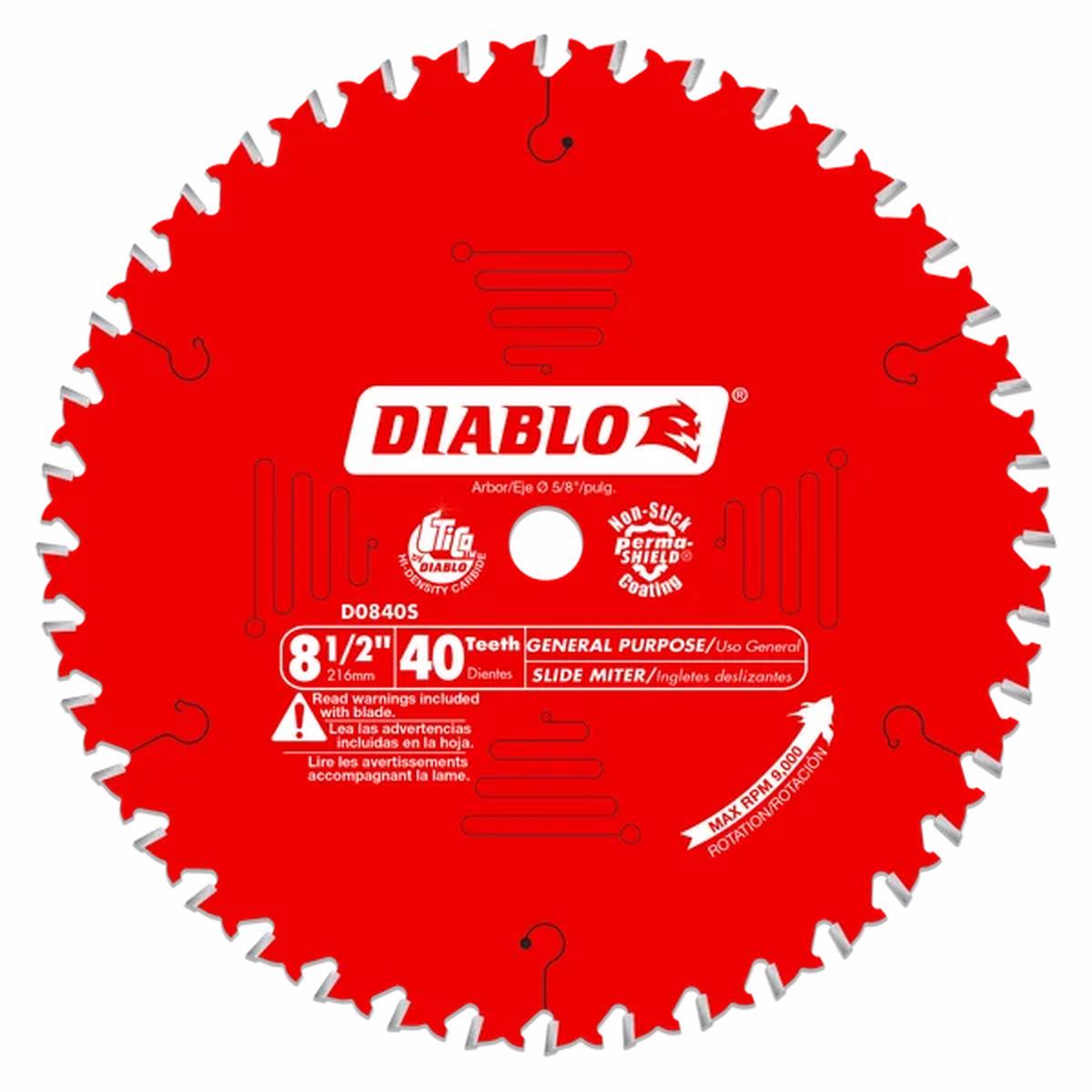 Diablo, D0840X 8-1/4" 40 Tooth Carbide Finishing Circular Saw Blade