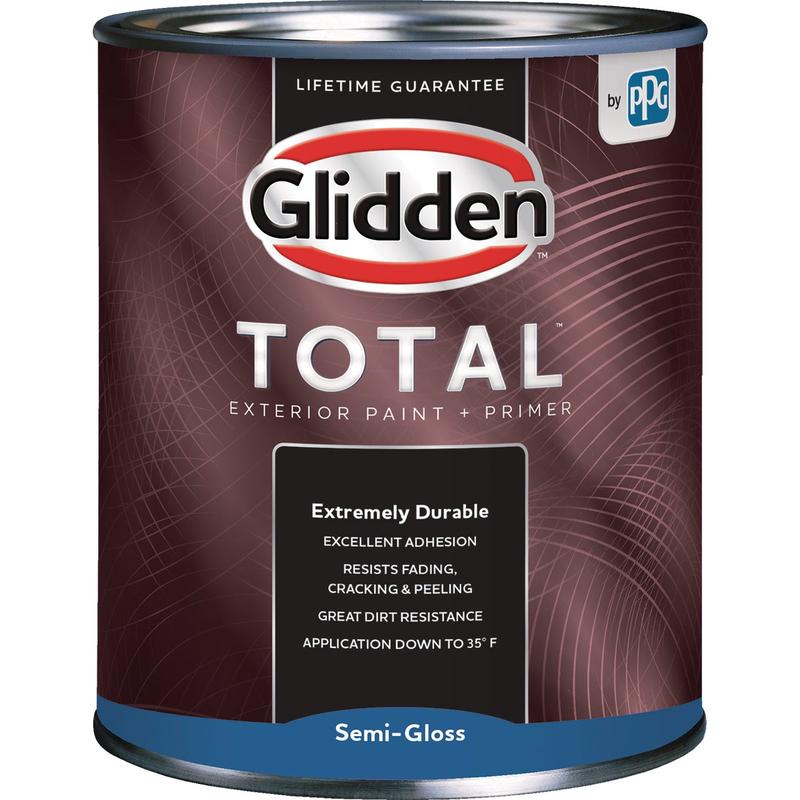 Glidden Total Exterior Paint + Primer Semi-Gloss Ultra Deep Base Quart