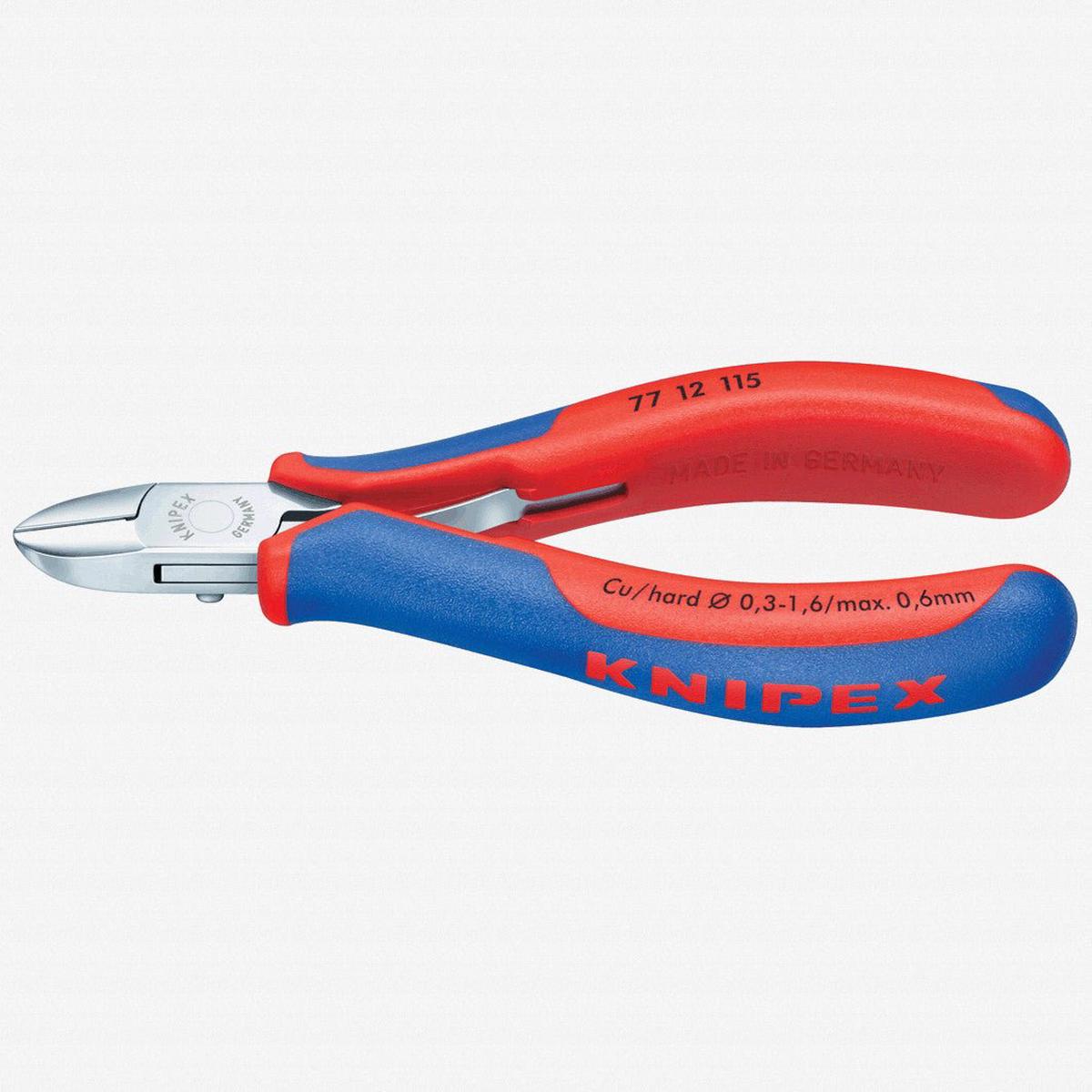 Knipex 4.5" Electronics Diagonal Cutters Round Head w/ Bevel and Lead Catcher - MultiGrip