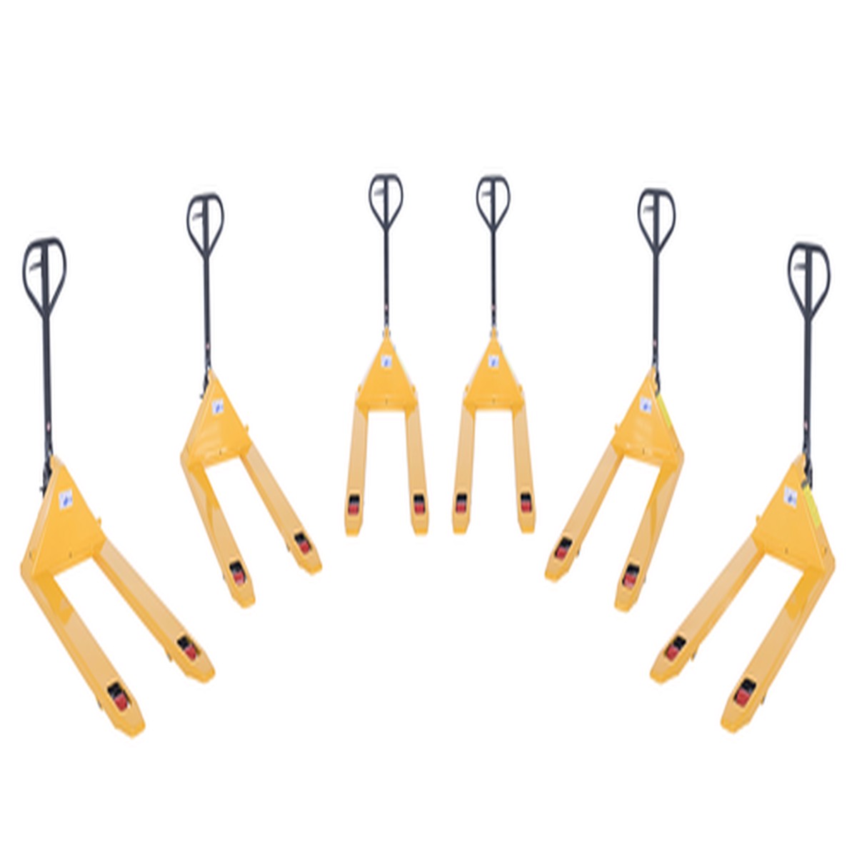 Vestil Steel Economy Pallet Truck with Hand and Foot Release - 62x29x48 in, 4400 lb Capacity, Yellow - PM4-2748-E-6PKG