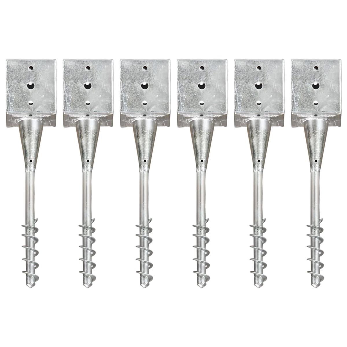 Berkfield Ground Spikes 6 pcs Silver 12x12x56 cm Galvanised Steel