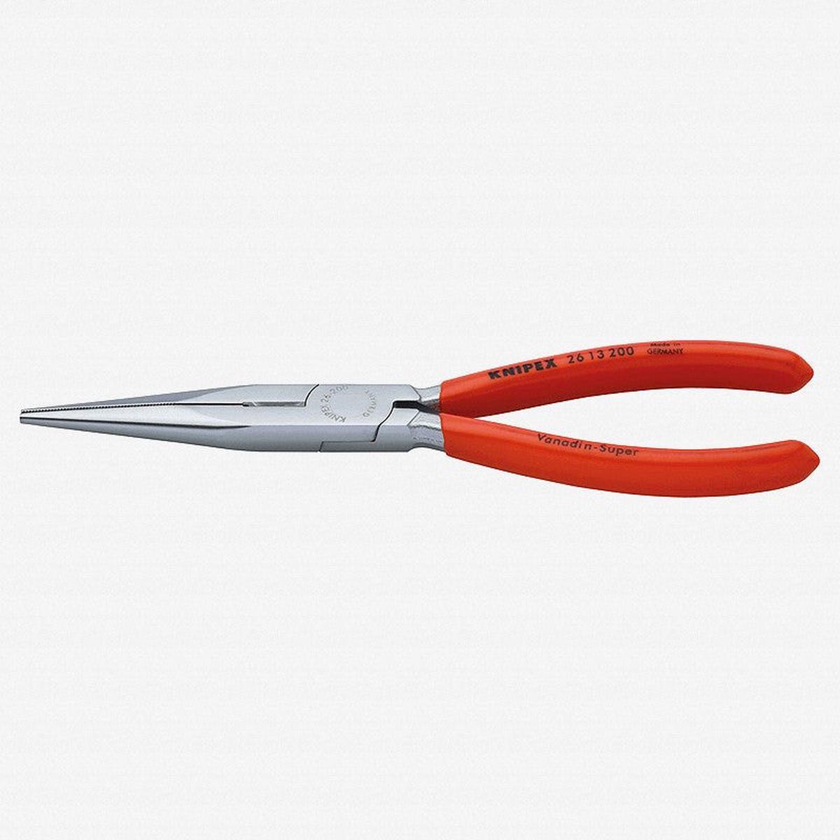 Knipex 8" Snipe Nose Side Cutting Pliers (Stork Beak Pliers) - Chrome with Plastic Grip
