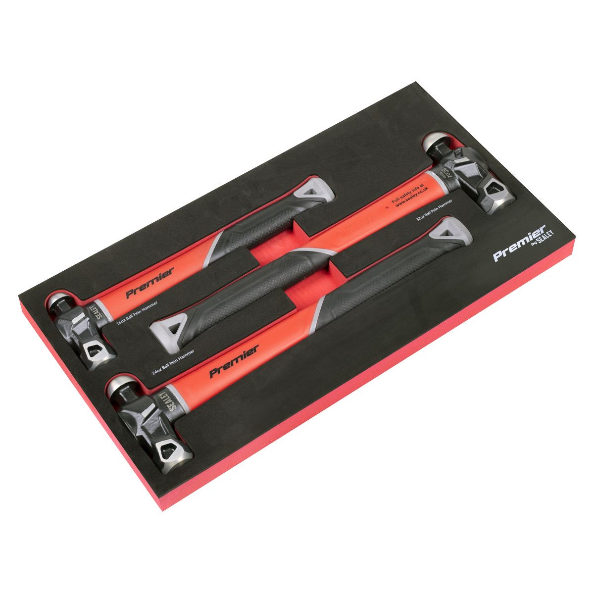 Sealey Premier Ball Pein Hammer Set with Fibreglass Shafts 3pc AK2033