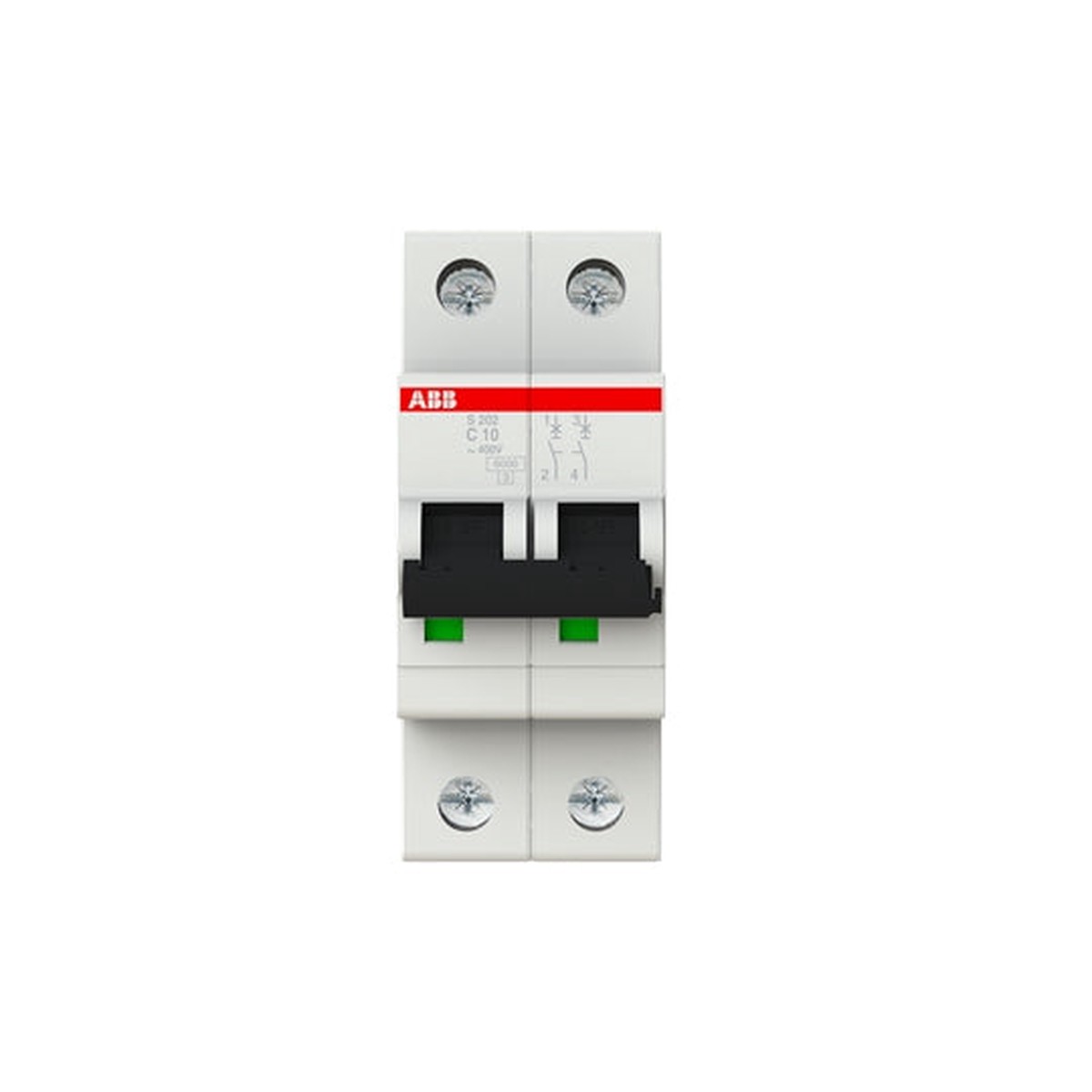 S202 MCB 2Pole 10A 6kA C-Curve