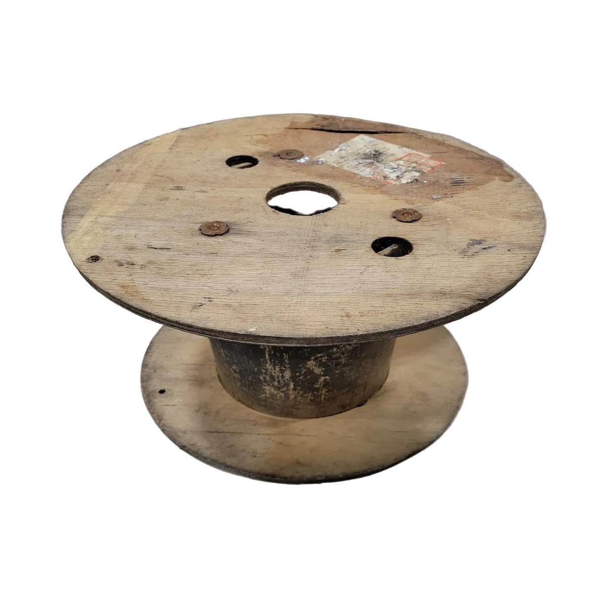 Vintage Wooden Wire Spool 13" Diameter Industrial Reel