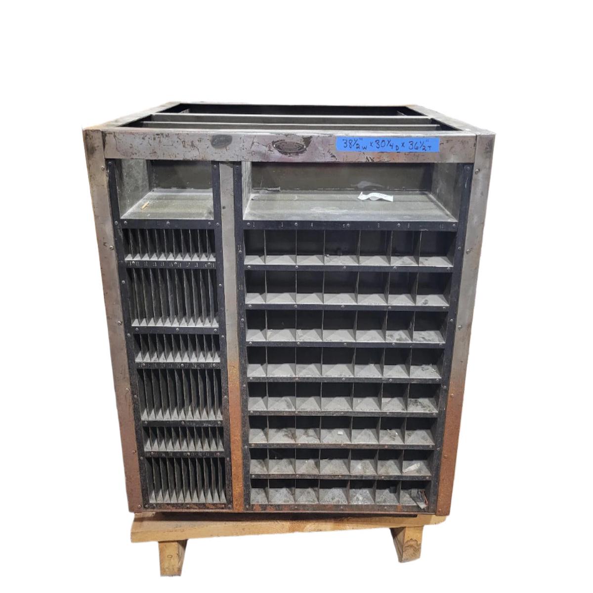 Industrial Steel Pigeonhole Cabinet with " Solid Steel Top 38" Wide Workstation