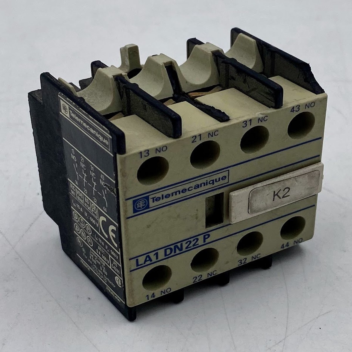 Telemecanique Auxiliary Contact Block LA1 DN22 P, 2NO/2NC